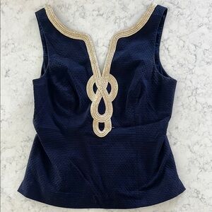 Lily Pulitzer Elegant Navy and Gold Women's Top